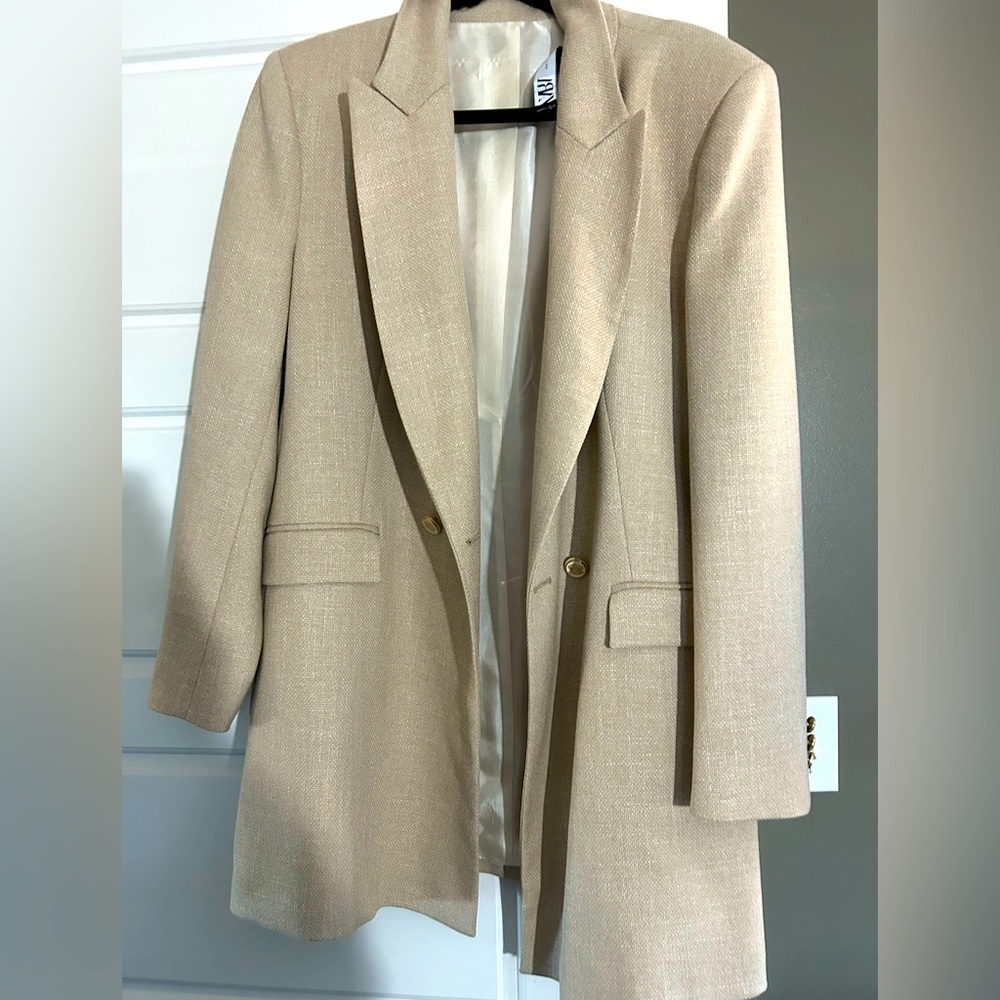 COPY - ZARA tweed long women’s blazer
